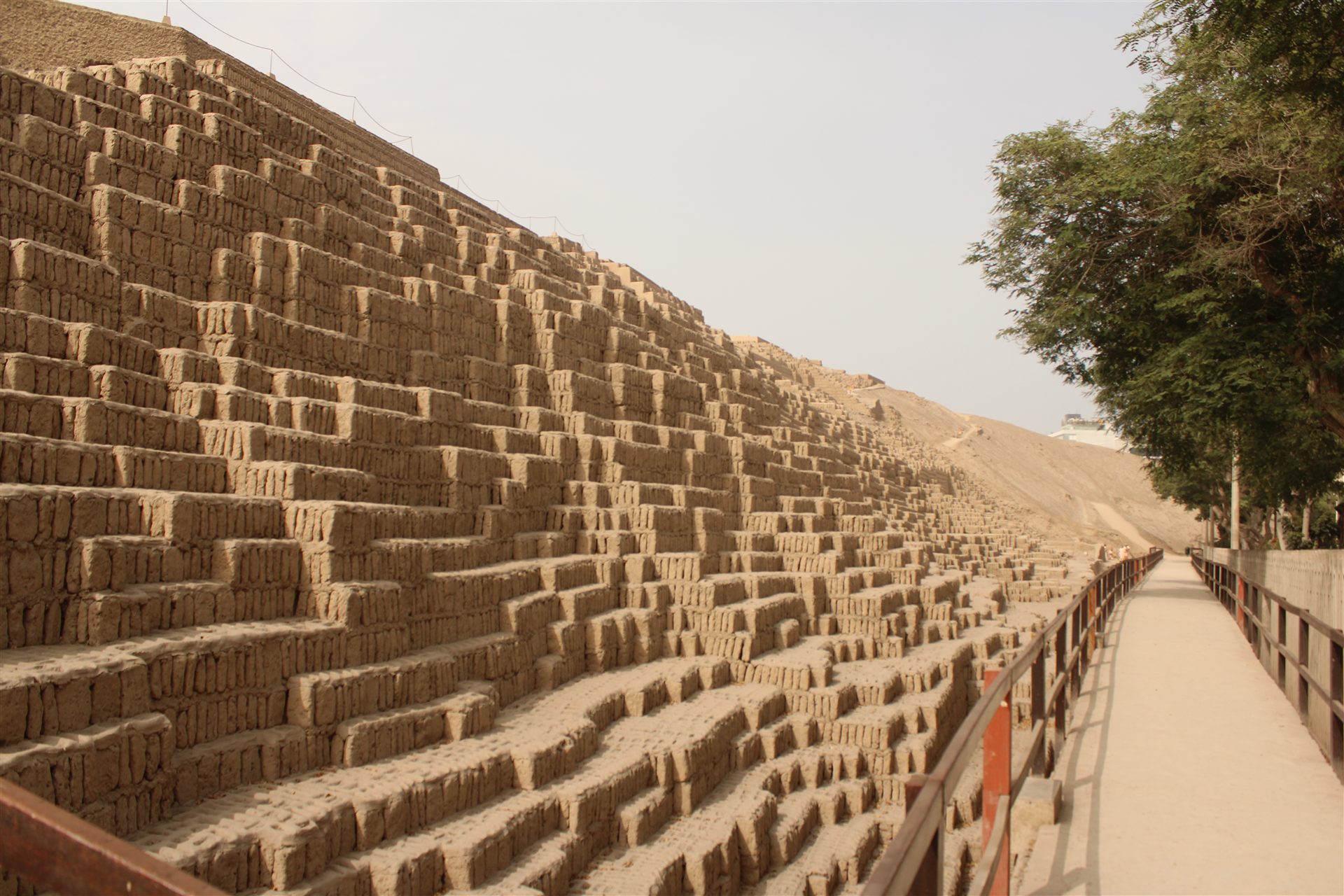 Ancient adobe terraces and a walkway in Peru